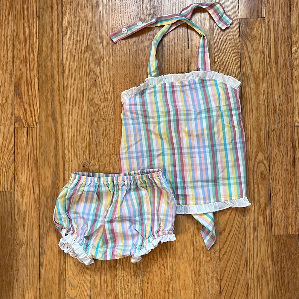 Bella Bliss plaid summer set, bloomers with halter